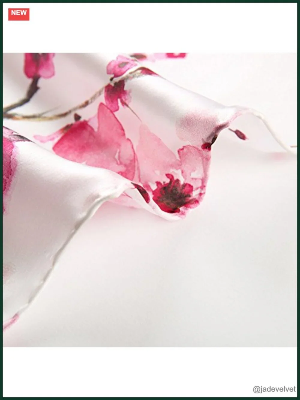 100% Mulberry Silk Floral Print Long Scarf for Women Headwrap Shawl